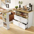 Sideboard 360° 4 drehbarer Bartisch mit Schubladen und offenen Ablagen Stehtisch Kücheninsel mit Stauraum, für Wohnzimmer, Esszimmer, Arbeitszimmer