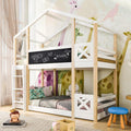 Kinderbett, Etagenbett 90 × 200 cm Baumhaus-Design, Hochbett mit Leiter und Integriertes Malbrett, mit Rausfallschutz und Lattenrost, Einzelbett