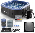 Juskys Whirlpool-Badewanne, ® Whirlpool SpaLuxe, Aufblasbar, Outdoor & Winterfest, 130 Sprudeldüsen, 3000W, PVC laminiert, Grau/Blau