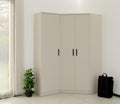 Kleiderschrank Eck, Set 43, Moderner 3-türiger Eckschrank 143 × 195 × 40cm für Schlafzimmer, Ankleidezimmer & Garderobe, Möbel graubeige Cashmere