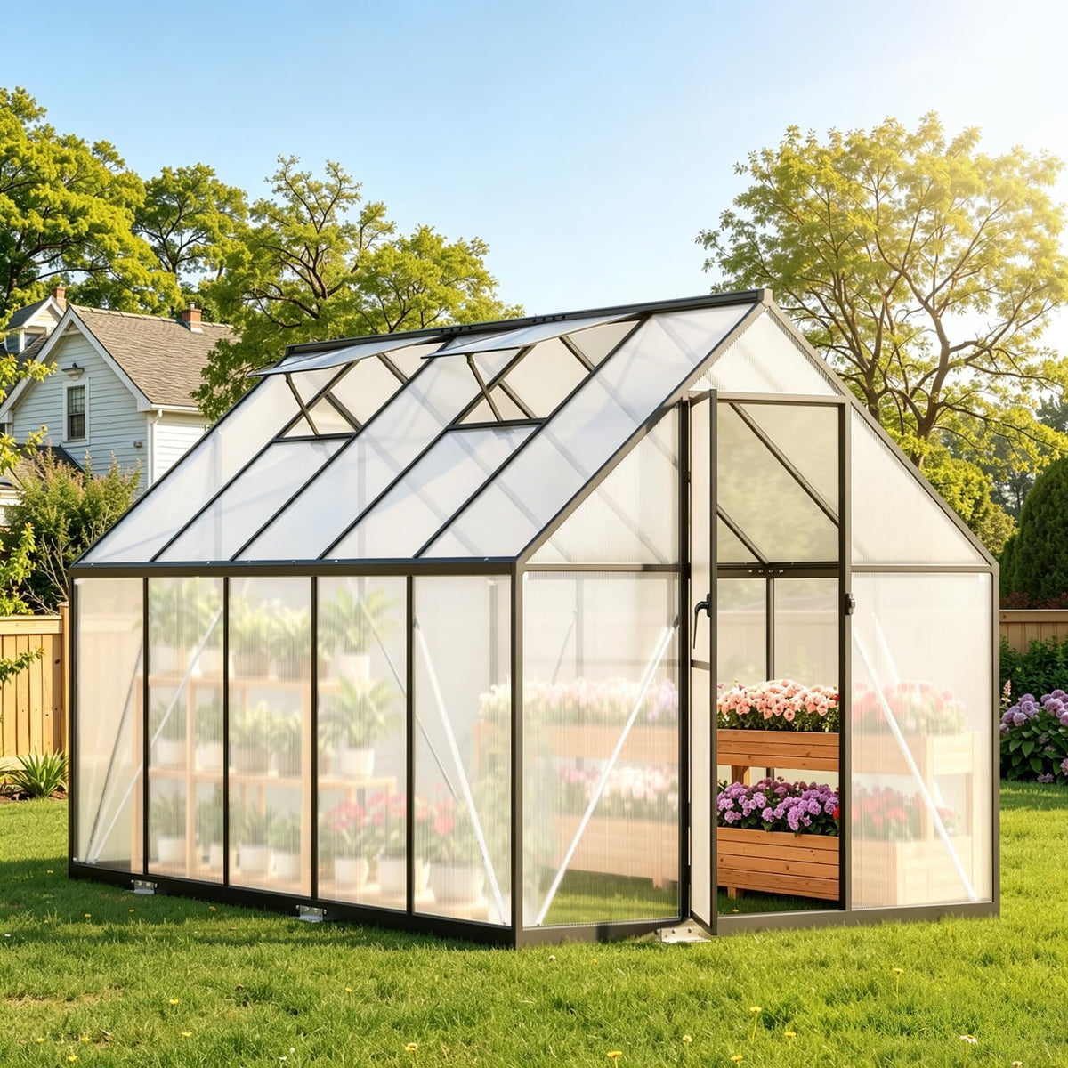 Jaxguom Aluminium Gewächshaus, Garten 280 × 170 × 195 cm - 4, 7 m²