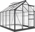 Outsunny Gewächshaus, Aluminium mit Dachfenster 190 × 252 × 201cm Grau
