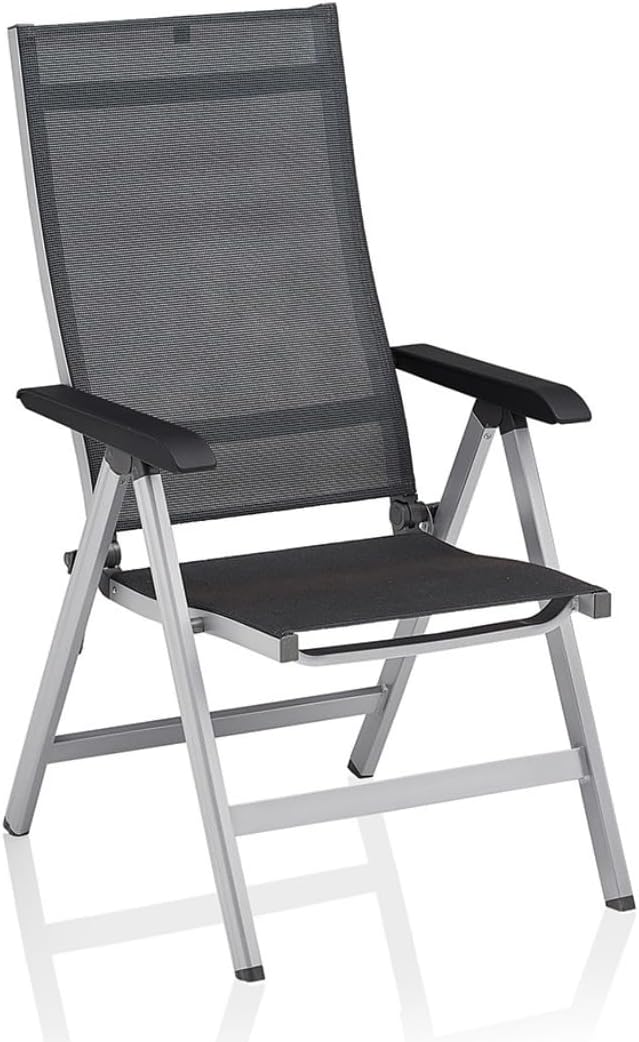 Esszimmerstuhl, Basic Plus Premium Multipositionssessel, Silber/lakritz, Alu/Outdoorgewebe, 0102401-0000, KETTLER