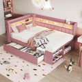 Kinderbett, 90 × 200 cm Tagesbett mit gepolstertem Kopfteil, LED-Ablagefach, Multifunktionsbett mit Schuhschrank, USB-Steckdose und 2 Schubladen