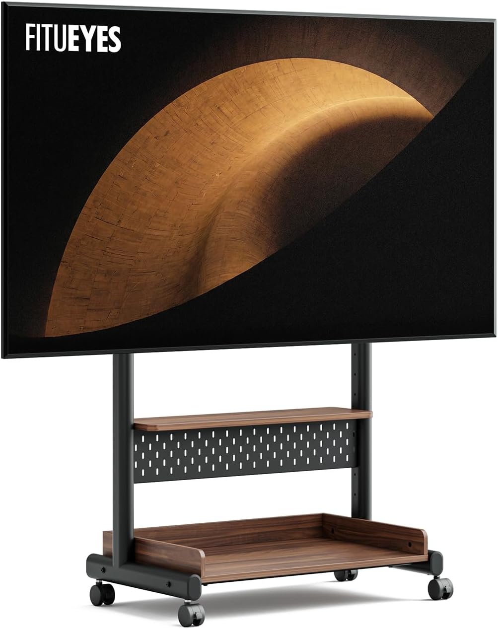 FITUEYES Standfüße, TV Ständer Rollbar für 40, 85 Zoll, Max VESA 600x400mm, Walnuss