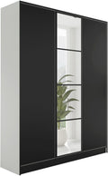 Kleiderschrank, mit Spiegel - Schrank Schlafzimmer - Garderobenschrank Flur - Ausziehbare Kleiderstange - Eden v4 - BxHxT 156