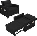 Sofa 3-in-1 Schlafsessel mit Bettfunktion Ausziehbares Schlaf, Umwandelbarer Stuhl Bett Verstellbarer Einzelsessel mit Seitentasche