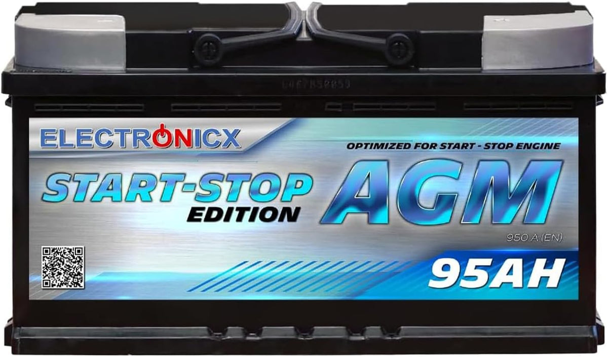 Electronicx AGM Autobatterie, 95Ah 12V, 950A EN Start-Stopp Starterbatterie, wartungsfrei, versiegelt, vibrationsfest, Hochleistungsbatterie für KFZ