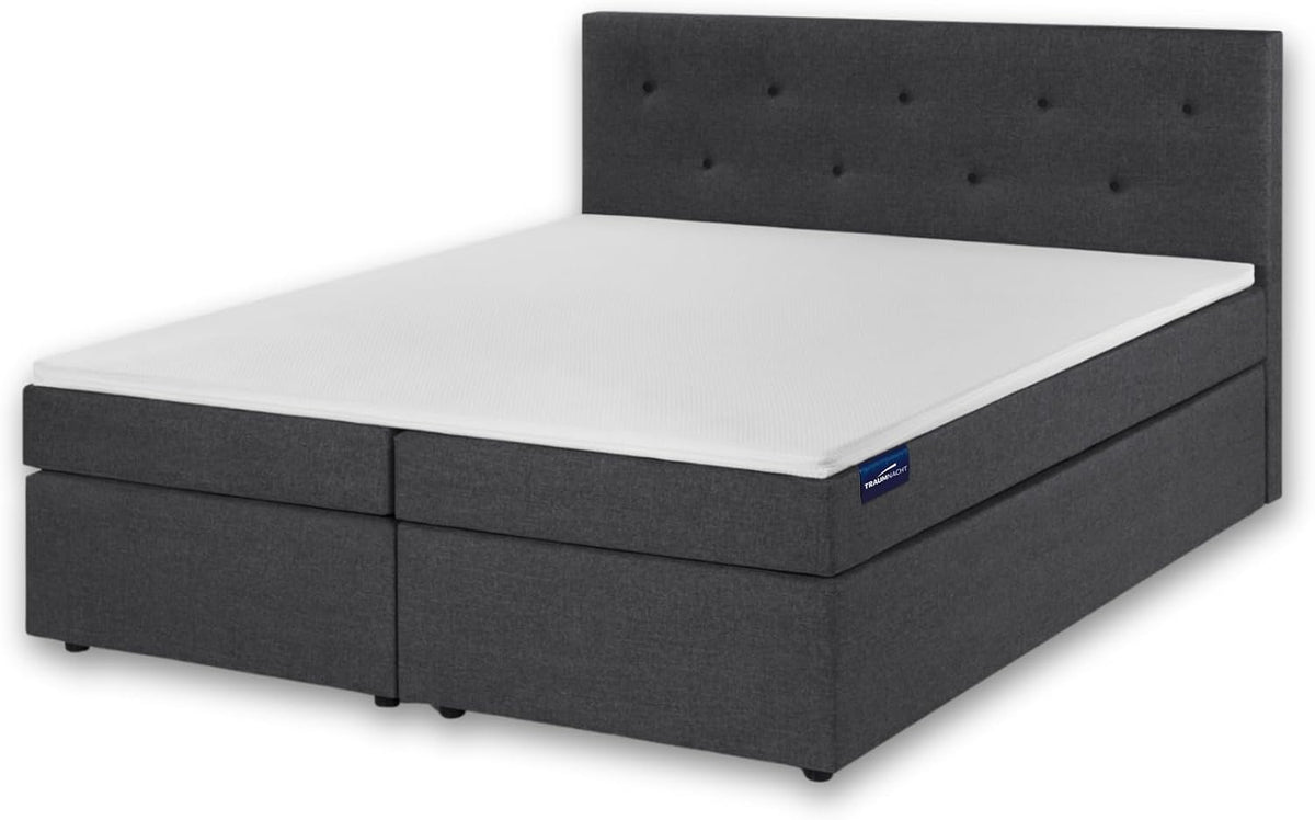 Boxspringbett, mit 7-Zonen Tonnentaschenfederkernmatratzen (H3) und Komfortschaumtopper, Leichter Aufbau, produziert nach deutschem Qualitätsstandard