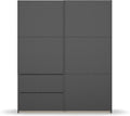 Kleiderschrank Sevilla Schrank, Schwebetürenschrank, Grau metallic, Schwarz, 2-türig, inkl. 2 Kleiderstangen, 2 Einlegeböden BxHxT 175 × 210 × 59 cm