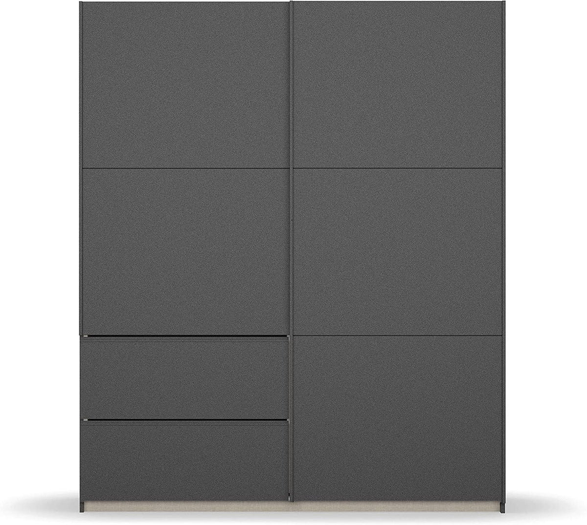 Kleiderschrank Sevilla Schrank, Schwebetürenschrank, Grau metallic, Schwarz, 2-türig, inkl. 2 Kleiderstangen, 2 Einlegeböden BxHxT 175 × 210 × 59 cm