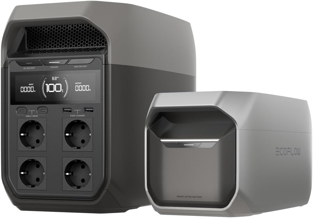 EF ECOFLOW DELTA 3 tragbare Powerstation, mit intelligentem Zusatzakku 1 024 Wh