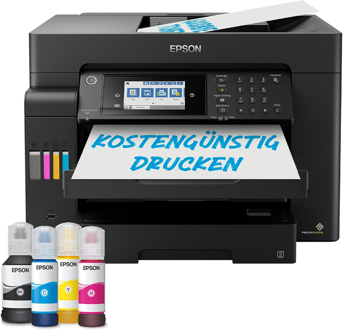 Epson Tintenstrahl, EcoTank ET-16655 DIN-A3+-Multifunktions-Wi-Fi-Tintentankdrucker mit Fax