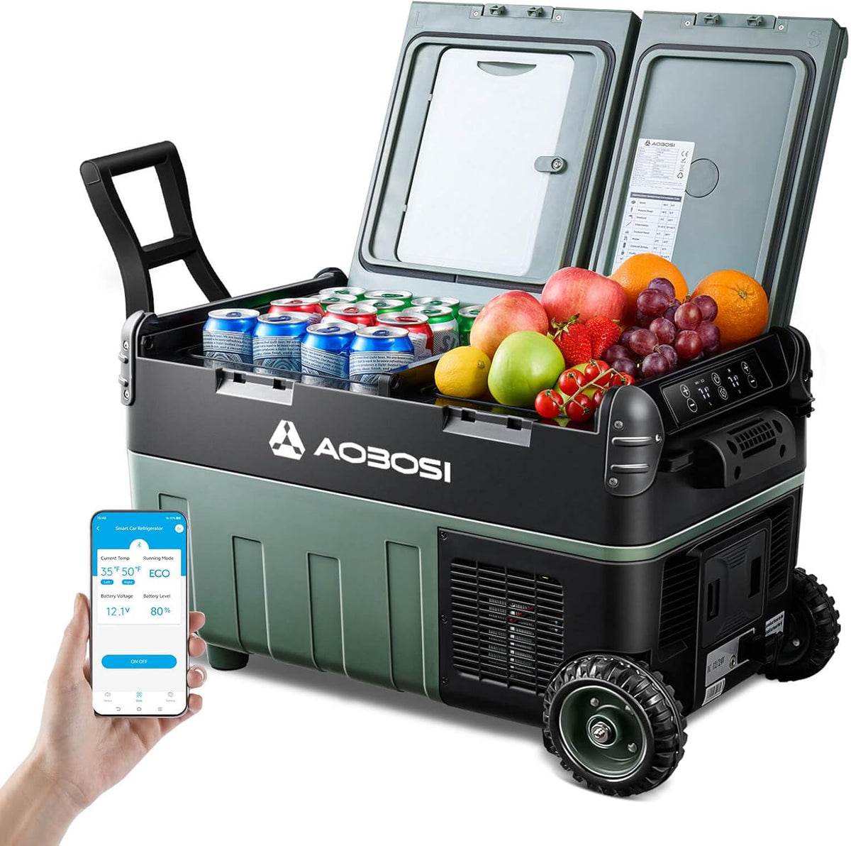 Kühlschrank 30L Kompressor Kühlbox Dual Zone Camping, mit APP, AAOBOSI