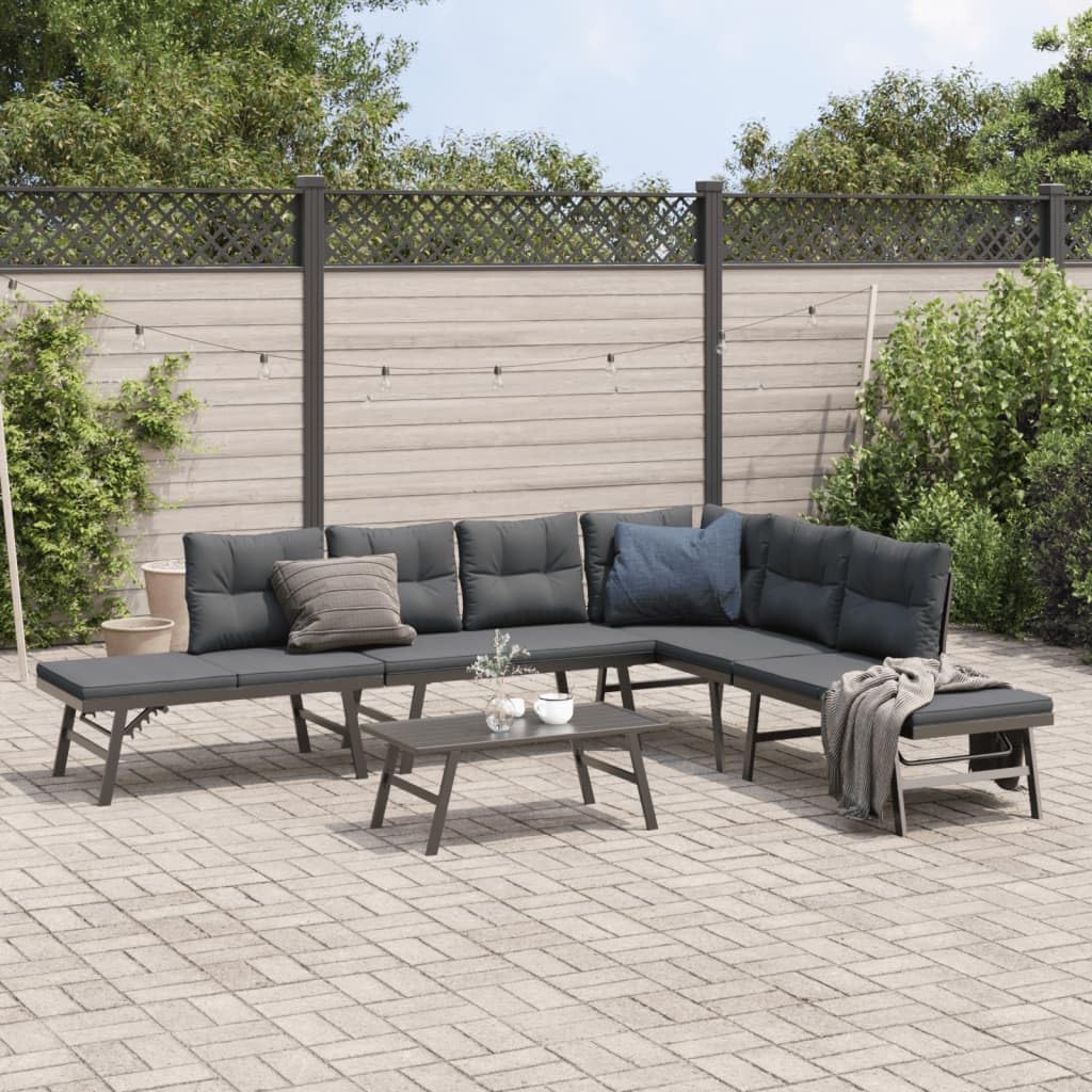 Gartenmöbel-Set, 5 TLG Loungemöbel Set Aluminium, Gartenlounge XXL, Gartenlounge Outdoor aus Alu, Gartenmöbel 8-15 Personen, Terrassenmöbel außen