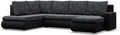 Sofa - Eck, mit Schlaffunktion und 3 Bettkasten FORESTA 300 × 89 × 200 (BxHxT) Dunkelgrau + Schwarz - Ottomane Links Eckcouch, Couch U Form