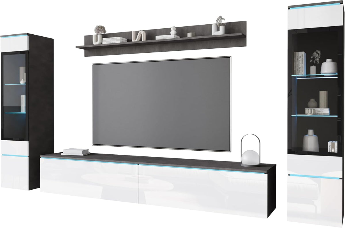 MINIO go for it Wohnwand,   - Wohnwand 4-Teilig Set Veve 2, Hängend/Stehend - mit