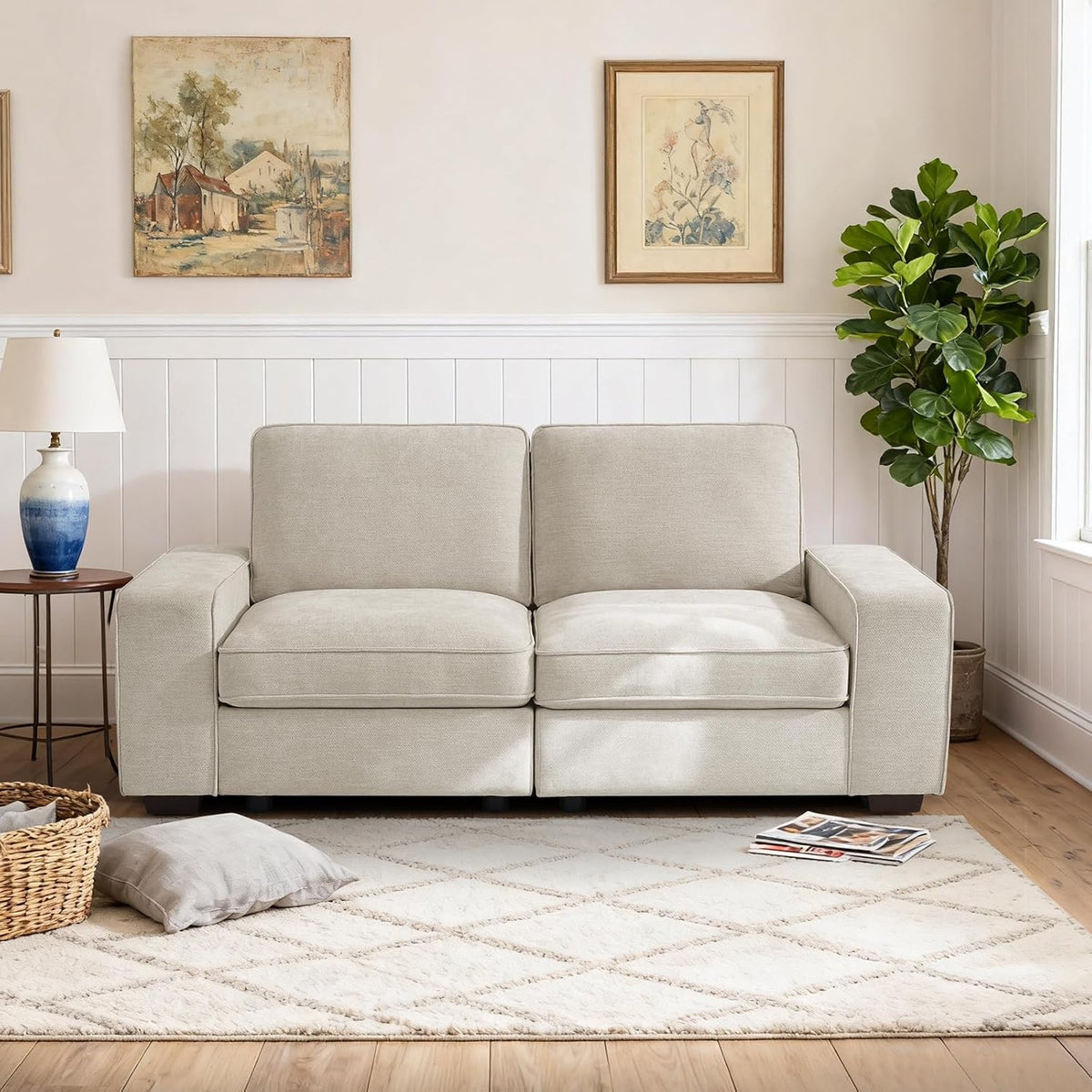 Sofa 185 cm Modul, 2-Sitzer Couch mit Stauraum, für kleine Räume, DUANDUAN