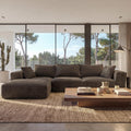 Sofa, Garnitur HWC-P20AM Stoff/Textil Liegefläche Links - braun, Mendler