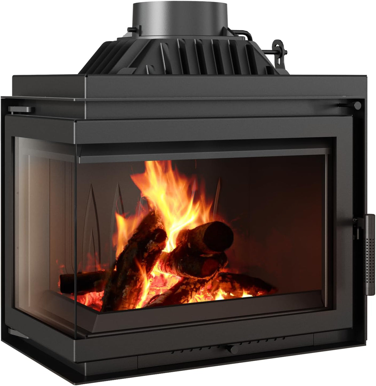 kratki Kaminofen, Kamineinsatz Gusseisen Simple 8kW Holzofen Eck Links Ø150 BImSchV 2