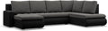 Sofa - Eck, mit Schlaffunktion und 3 Bettkasten FORESTA 300 × 89 × 200 (BxHxT) Dunkelgrau + Schwarz - Ottomane Rechts Eckcouch, Couch U Form
