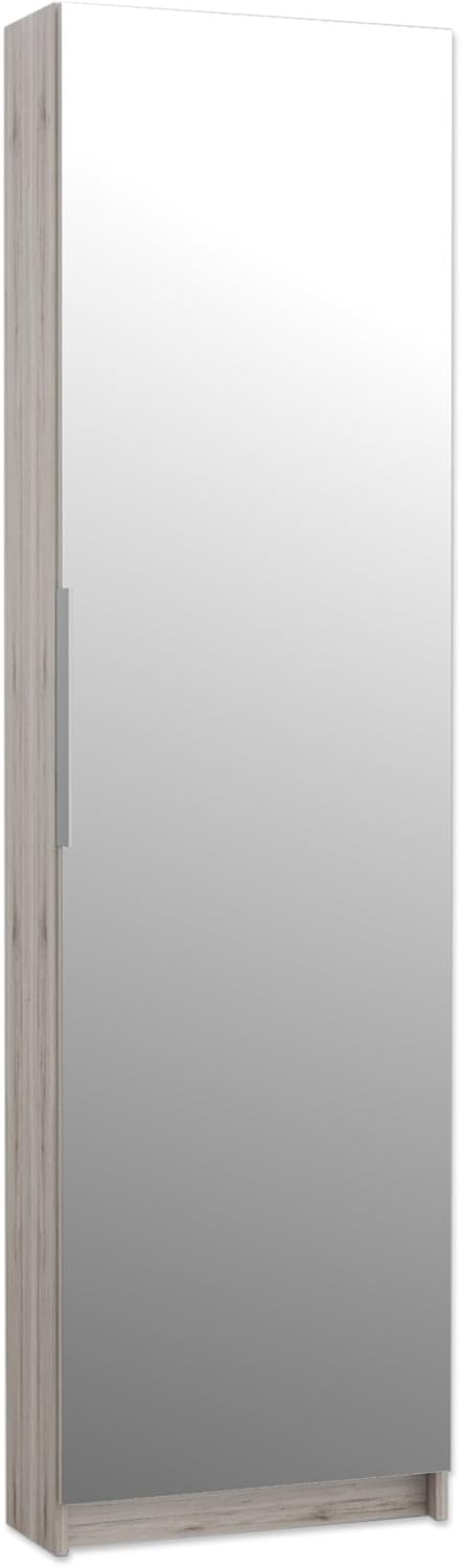 Schuhschrank Calma, mit 1 Spiegeltür, Holzwerkstoff, Sandeiche, 180 × 50 × 20 cm, Forte