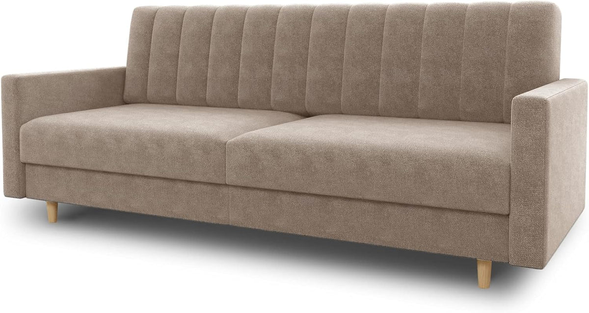 Sofa - Schlaf, Sara mit Bettkasten (Beige, Paros 02), Sofnet