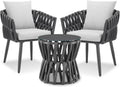 Gartenmöbel-Set ®, Lugano Rope-Design, Aluminiumgestell, Tisch 2 Stühle, Dicke Sitzpolster, Gartenlounge, Loungemöbel, Gartensitzgruppe