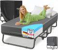 Bett ® Klapp, 200 × 90cm Gästebett inkl. Matratze aus Memory-Schaum & Rollen, KESSER