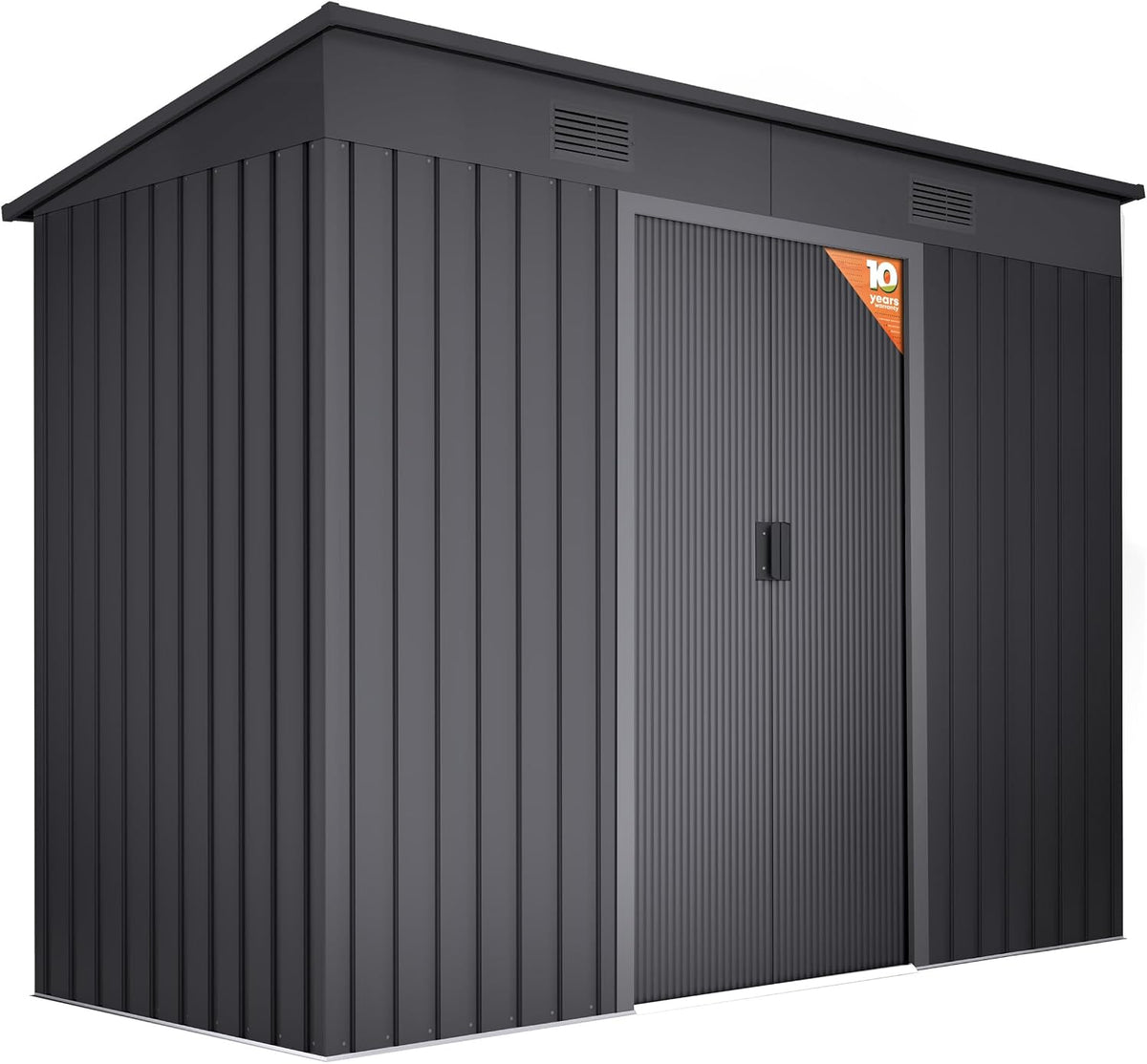 wasabi - Gartenhaus, Metall 3, 14m2 Light Anthracite, 238 × 130 × 202cm - Doppelte Schiebetür - Lüftungsgitter, Flachdach - Geräteschuppen