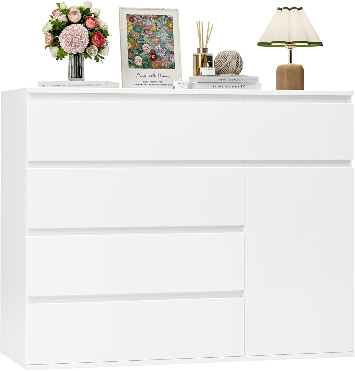 Kommode, weiß, Schubladenschrank, Sideboard für Schlafzimmer, Flur, FOREHILL