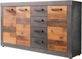 Kommode - Indy -, Graphit Grau/Alteiche - 4 Schubladen, 4 Fächer - (BxHxT) 151 × 86 × 37 cm - Sideboard in rustikaler Optik, trendteam smart living