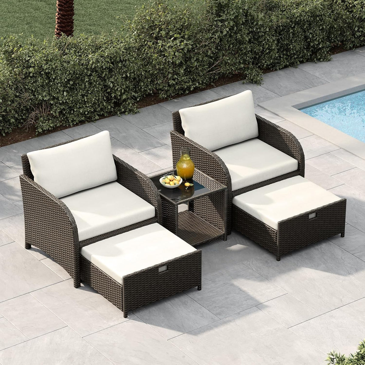 Gartenmöbel-Set, Hockern & Tisch, GarveeHome