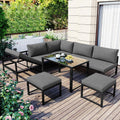 Gartenmöbel-Set, Garten Loungesessel Set mit Liegefunktion, 5-teiliges, 1 Doppelsofa, 1 Dreiersofa, 1 Tisch, 2 Einzelsessel