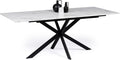 Esstisch, - Table à Manger extensible Rectangle ALIX 6-10 personnes pied araignée métal Noir Plateau Effet marbre Blanc Alaska 160-200 cm, IDMarket