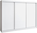 Kleiderschrank 200 Mero Schwebetürenschrank cm, 3-türig mit 4 Schubladen (Weiß), A&J MöbelLand