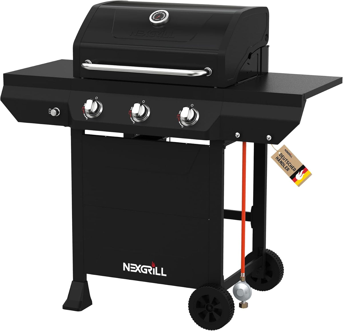Nexgrill 3-Brenner Classic Gasgrill, Kompakter Outdoor-Gas grill mit porzellanbeschichteten Gusseisenrosten, Even-Heat-System, Garten