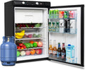 Mini-Kühlschrank, Gas Kühlschrank mit Gefrierfach, 100L Kühlschrank 12V 230V Gas, für Wohnmobil, Wohnwagen, Haus, Ferienwohnung, Mobilheim, Schwarz