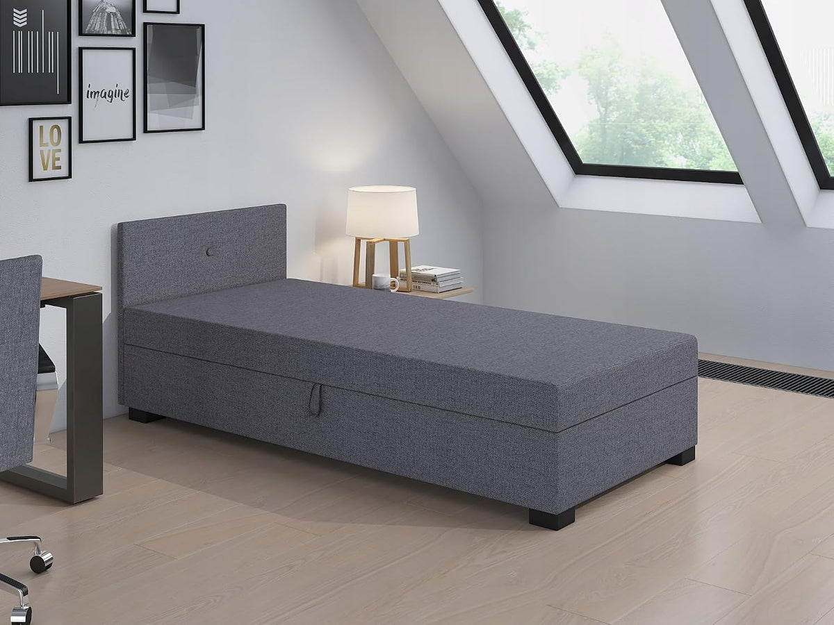Boxspringbett, Lola 90 × 200 cm mit Schaumstoff Matratze, TAPCZANY24