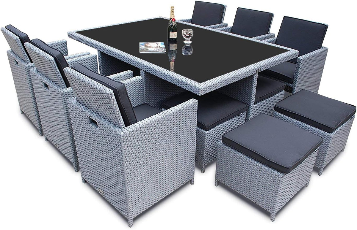 Ragnarök-Möbeldesign 8 GARANTIE Heimdall Premium PolyRattan - Deutscher Hersteller - Jahre - Aluminium Gartenmöbel Essgruppe