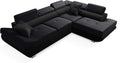 Sofa Saturn Eck, mit Schlaffunktion L-Form Rechts Schwarz, Robin Inspire