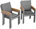 Esszimmerstuhl 6er Gartenstuhl Set Aluminium mit Gesteppte Rückenlehne & Sitzfläche Stapelbarer, WPC Handlauf, Balkonstühle, für Terrasse, Pool