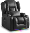 Relaxsessel Doppelmotor Fernsehsessel Elektrisch Verstellbar Kunstleder, mit Liegefunktion, 240° Drehbar, 30° Wippbar, Massage Heizung, USB/LED