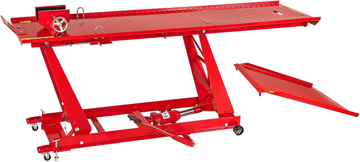 DEMA Motorradhebebühnen, Motorrad Hebebühne hydraulisch 450kg Werkstatt Hubtisch rot