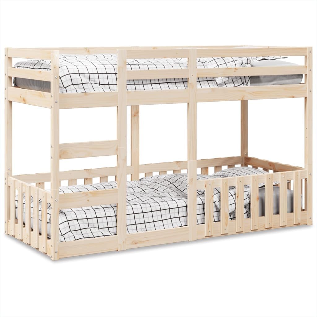 Kinderbett Etagenbett, mit Rausfallschutz Leiter, Stockbett mit Lattenrost, Bett Holzbett Bodenbett 75 × 190 cm Massivholz Kiefer, Willood