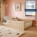 Kinderbett, Bodenbett 120 × 200 cm Bett mit Matratze, Rausfallschutz & Lattenrost Montessori Bett Bed Gitterbett Kinder Jugendbett Einzelbett