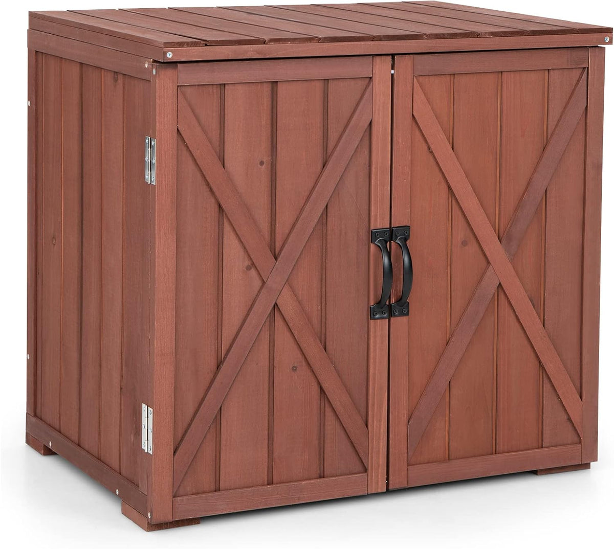 COSTWAY Gerätehaus, Gartenschrank Holz, Geräteschrank mit Doppeltüren & Griffen