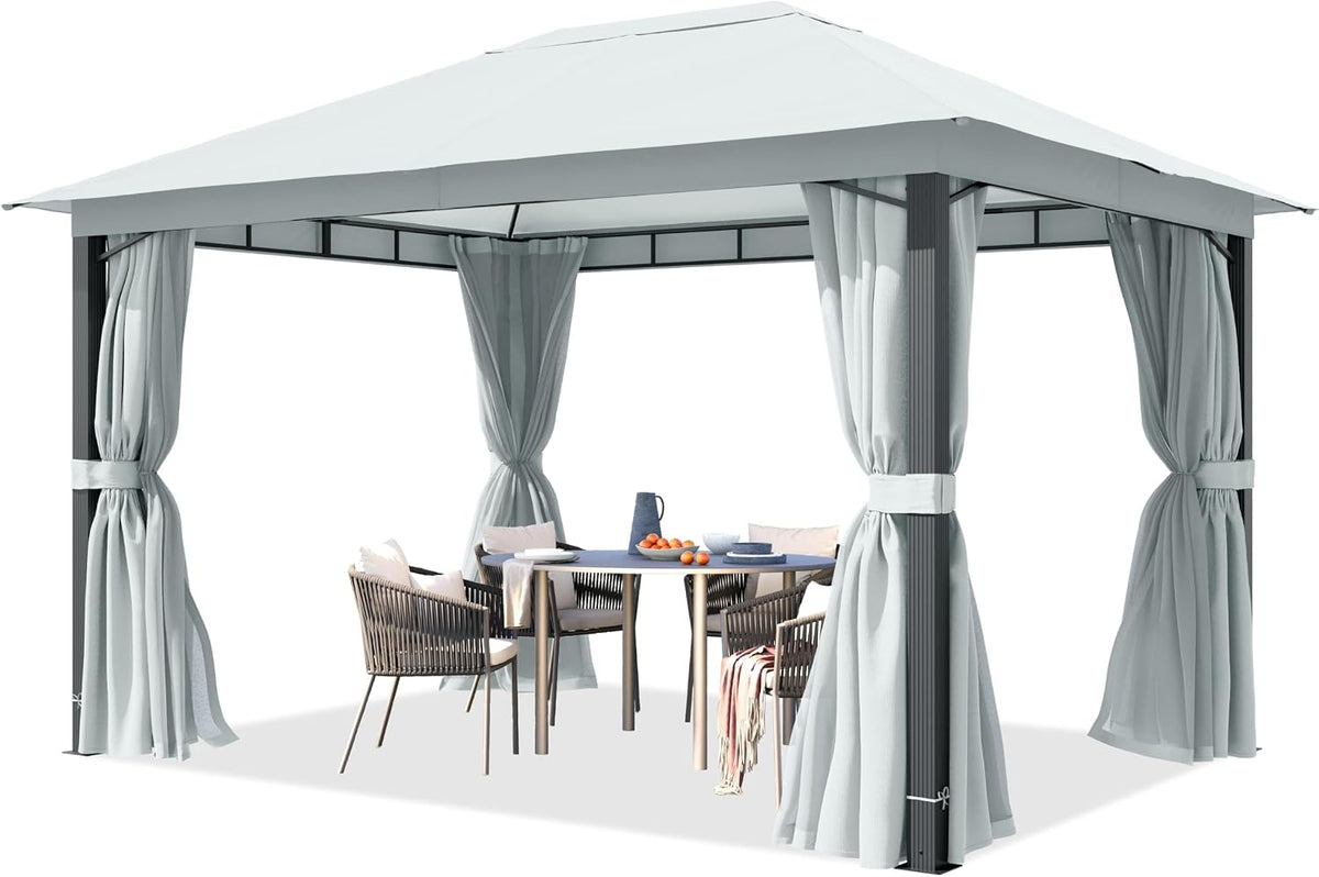 Pavillon Garten, 3 × 4 m, Alu-Pfosten, Dachplane ca. 220 g/m², grau, TOOLPORT