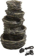 Tischbrunnen, Gartenbrunnen Roccia mit LED Beleuchtung, Steinoptik, ca. 99 x 65 x 62 cm, 22 kg, Polyresin, grau, Dehner