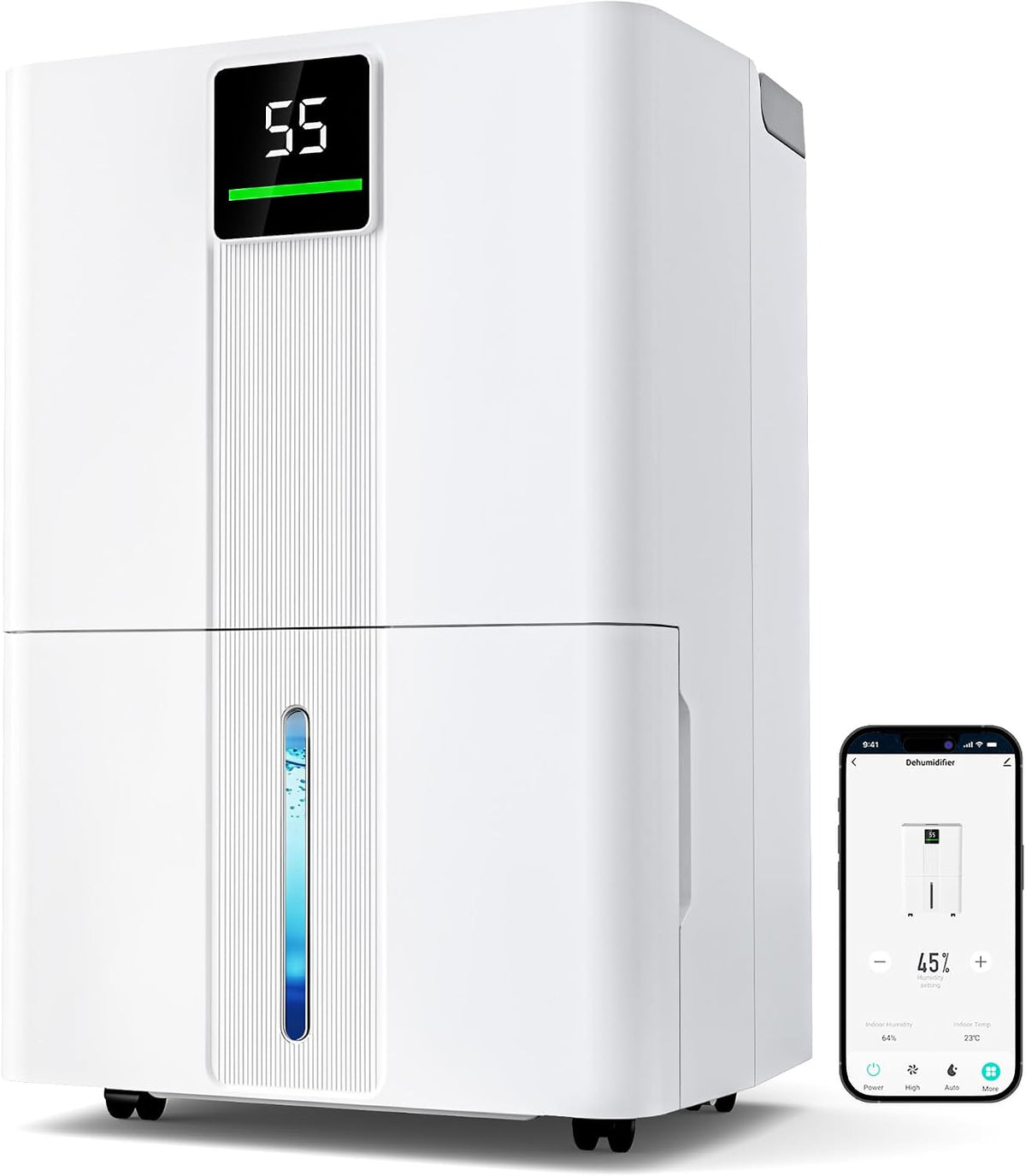 Airfish Luftentfeuchter, 30 l/Tag, Smart WiFi mit 5, 5 l Wassertank, Auto-Abtauung, 24-Stunden-Timer und 2 Gebläsestufen. Ideal für Bad